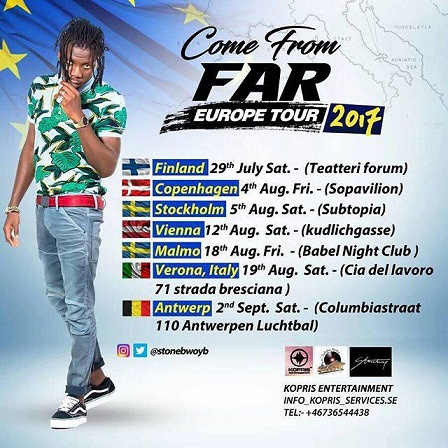 Stonebwoy's Europe tour ends on September 2, 2017