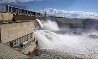 Spill gates of a dam opened