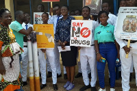 Some students with 'Say No To Drugs' placards