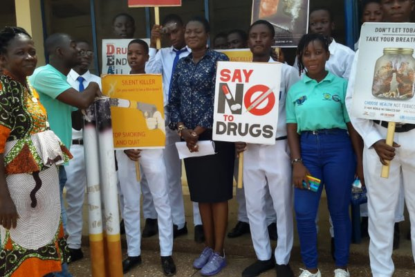 Some students with 'Say No To Drugs' placards