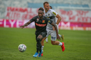 Striker, Seth Paintsil with the ball