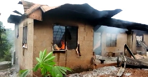 A photo of the burnt 4-bedroom house