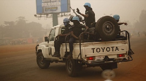 Some police officers on peacekeeping mission