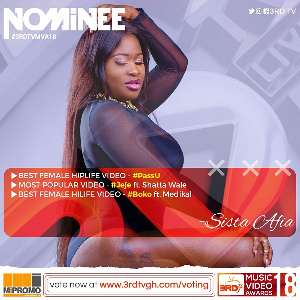 Sista Afia has been nominated for 3rd TV Music Video Awards