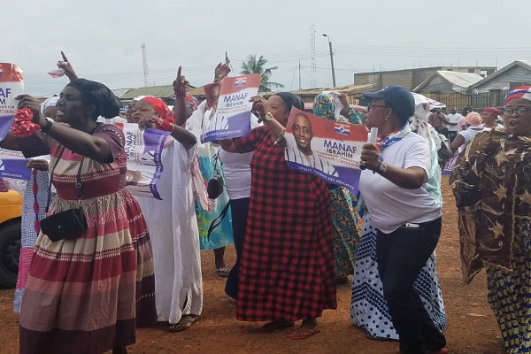 The NPP supporters converged to welcome Manaf Ibrahim