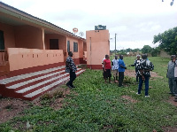 Agnes Anamoo, the DCE for Nabdam and her entourage inspecting one of the health facilities