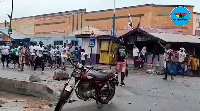 The scene at Jamestown during a clash between some supporters of the NPP and NDC