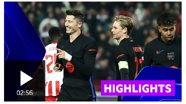 Lewandowski at the double in dominant Barca win