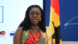 Communications Minister, Ursula Owusu-Ekuful addressing the audience