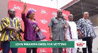 John Mahama (middle) addresses a gathering after his vetting at the party headquarters