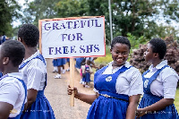 Free SHS beneficiaries welcome Akufo-Addo to their school | File photo