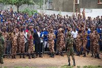 Inmates in shot with some prison officers of Nsawam Prisons