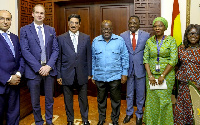 President Akufo-Addo with some officials when they paid a courtesy call on him at the Presidency