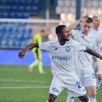 Joel Fameye celebrates scoring a goal