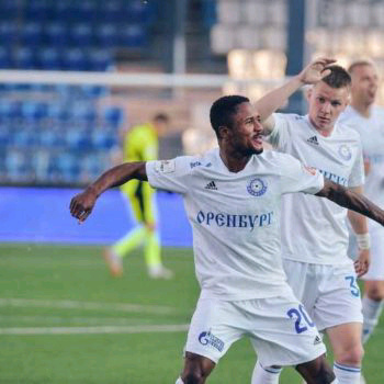 Joel Fameye celebrates scoring a goal