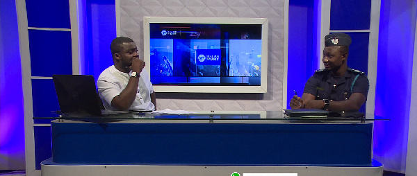 Principal Revenue Officer in Charge of Customs Auctions, Prince Akwaboah (R) speaking on the show