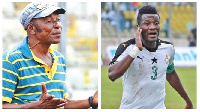 Veteran Ghanaian coach , JE Sarpong and former Black Stars captain, Asamoah Gyan