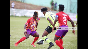 Hearts of Oak captain Fatawu Mohammed in action against Dreams FC