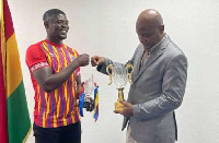 Coach Samuel Boadu and Board Chairman of Accra Hearts of Oak SC, Togbe Afede XIV