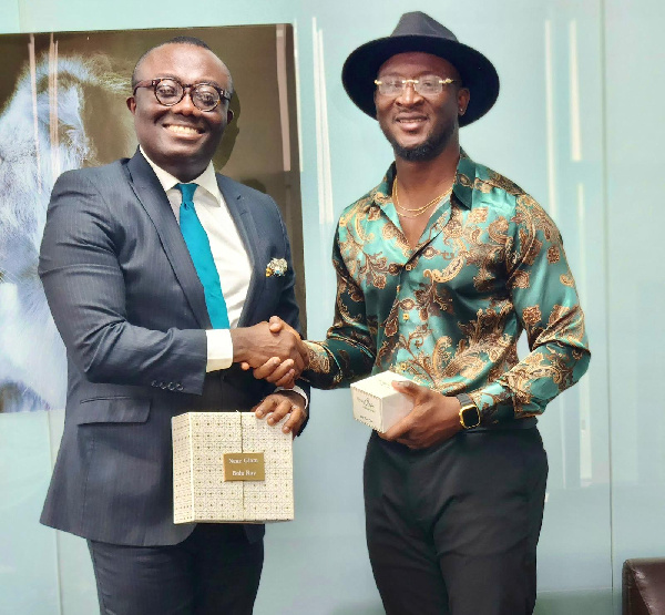 Bola Ray with the founder of Nene Glam, Kingsley Kojo Aikins