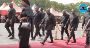 President Akufo-Addo in the company of Mrs.Catherine Afeku and other government officials