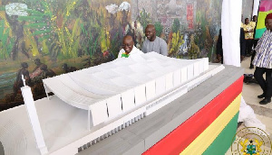 Akufo-Addo inspects a prototype of the National Cathedral building