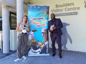 Lauren Arthur, conservationist and wildlife TV presenter with Lunga Siyo, CEO of Telkom Consumer