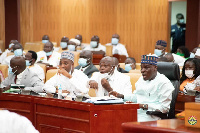 Minority Leader Haruna Iddrisu (right) with his deputy and chief whip