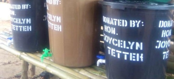 Some the of the buckets donated by the Member of Parliament