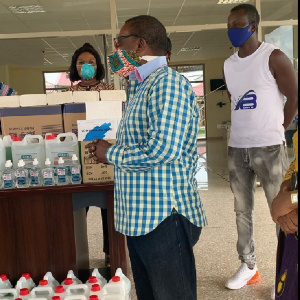 The group donated hand sanitizers and other items to the centre