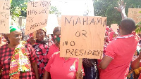 NDC supporters demonstrating against the results declared for the December 7 elections