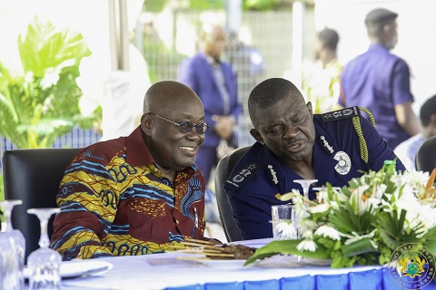 President Nana Addo Dankwa Akufo-Addo with David Asante Apeatu, acting Inspector General of Police