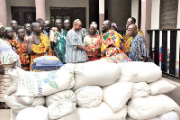 The delegation presented items valued at approximately GH¢40,000, including rice, maize, water