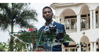 Bobi Wine, speaks during a press conference at his home in Magere, Uganda (AFP)