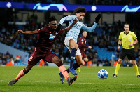 Ghanaian defender, Nuhu Kassim battles Leroy Sane for the ball in last night's encounter