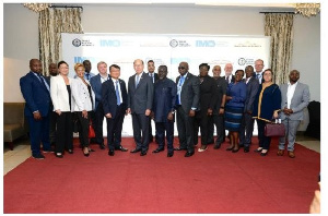 Kwaku Ofori Asiamah, Kitack Lim Thomas Kofi Alonsi (center) flanked by other dignitaries