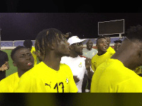 Black Star players with GFA President Kurt E.S Okraku