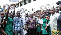 President Akufo-Addo with some health workers