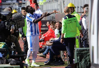 Sulley Muntari following his decision to walk off the pitch after being racially abused