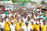 Students and Teachers marching on the streets of Cape Coast to celebrate