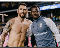 Lionel Messi (left) and Yaw Yeboah