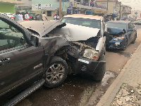 The musician's Ford Explorer rammed into a parked white Nissan Ranger