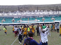 Team Medeama SC in a jubilant mood