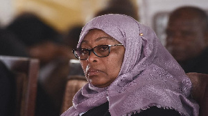 Tanzania's new President Samia Suluhu Hassan attends the farewell mass for the late Tanzanian Prez