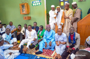 Veep Bawumia in a shot with the pastors in the mosque