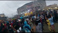 Citizens celebrate in the streets of the capital, Libreville