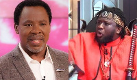 Ajagurajah (right) fires critics of the late TB Joshua (left)