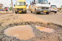 Potholes on the road