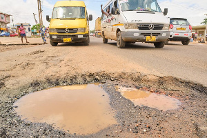 Potholes on the road