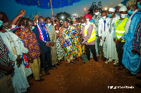 Vice President Dr Mahamudu Bawumia breaking grounds for the construction of the roads